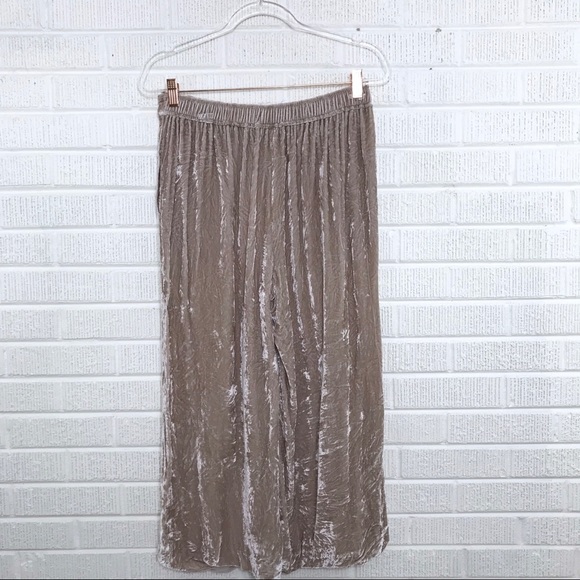 Madewell Crinkle Velvet Wide-Leg Pants Beige M - Picture 3 of 8